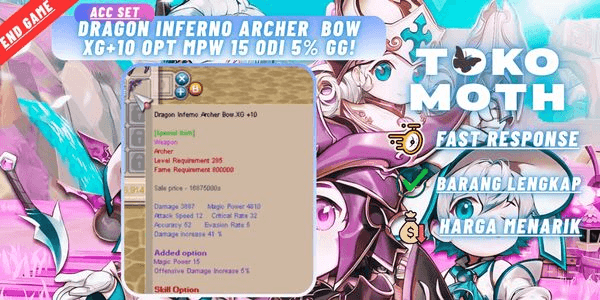 Gambar Product Dragon Inferno Archer  Bow XG+10 Opt Mpw 15 Odi 5% GG!