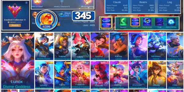 Gambar Product #3595 | 345 Skins | Legend Lunox | Collectors Ling Natalia | Aspirant Layla | KoF