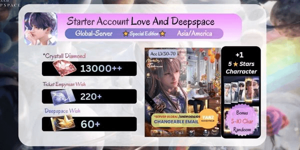 Gambar Product Love and Deepspace Starter Account: Special Edition (Global Server)