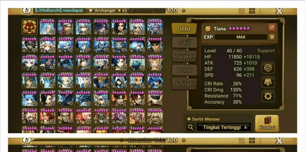 Asia 4LD5 Yeonhong, Gurkha, Nigong and Elena + 126 NB5, 354 6Star Monster