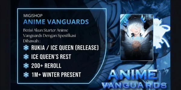 Starter Account Ice Queen (Release) / Rukia Vanguard Unit + Ice Queen's Rest / Rukia's Vanguard Memoria | Anime Vanguards