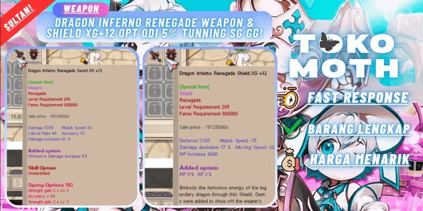 Gambar Product Dragon Inferno Renegade Weapon & Shield XG+12 Opt ODI 5% tunning SG GG!