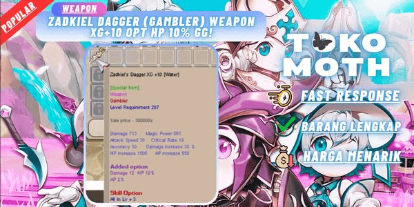 Gambar Product Zadkiel Dagger (Gambler) weapon XG+10 Opt hp 10% GG!