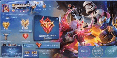 Gambar Product GG Mobile Legends Account (Hero + Many Skins)