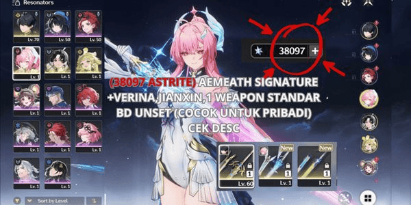 Gambar Product [SEA] (38097 ASTRITE) AEMEATH SIGNATURE+VERINA,JIANXIN,1 WEAPON STANDARD,BD UNSET,CHECK DESC