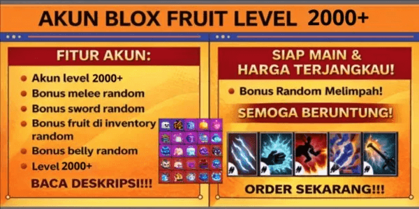 Blox Fruit Account Level 2000 + 1 Mythical Fruit