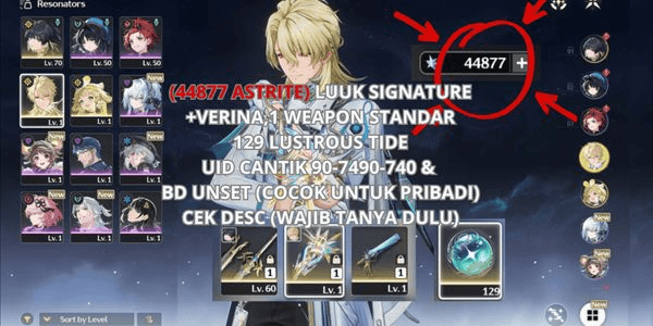 Gambar Product [SEA] (44877 ASTRITE) LUUK SIGNATURE+VERINA,1 STANDARD WEAPON,129 LUSTROUS TIDE,BEAUTIFUL UID,BD UNSET