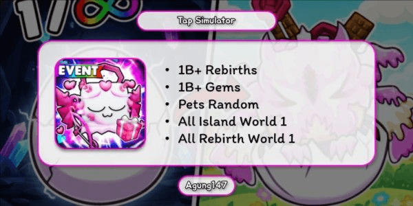Gambar Product Akun 1B+ Rebirths | Tap Simulator