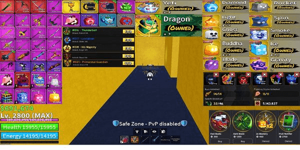 Gambar Product Account Permanent Dragon And 11 Other Perm, LvL Max Check Photo And Description For Detail!!! Skin Dragon (Ember) Perm!!!