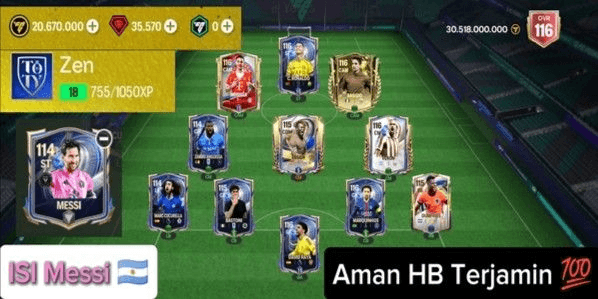 Gambar Product AKUN FC MOBILE OVR 116 ISI MESSI