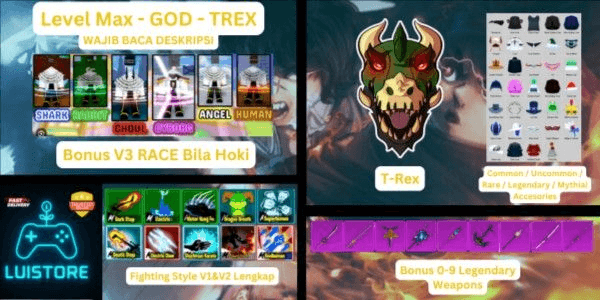 Gambar Product Akun Blox Fruit Level Max - T-Rex