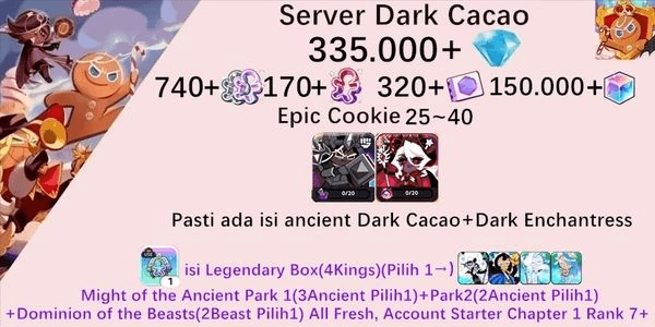 Gambar Product Akun starter Cookie Run Kingdom(Server Dack Cacao)DC8