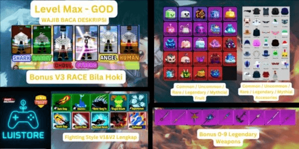 Akun Blox Fruit Level Max - GODHUMAN
