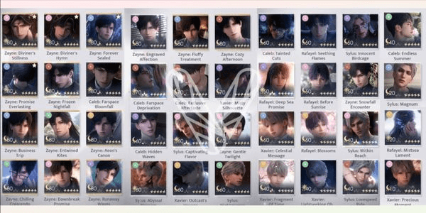 Gambar Product LV 80 || Zayne Focuses 74% (70/94) || Myth Pair Zayne God of Annihilation, Standard Pair Zayne Foreseer, Standard Pair Caleb Farspace