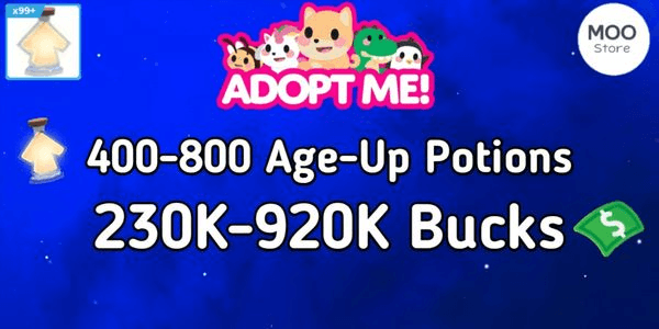Gambar Product Akun Adopt Me Bonus Bucks + Bonus Age-Up potions
