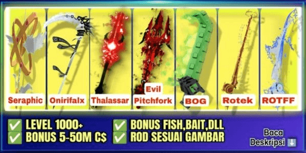 Gambar Product AKUN FISCH LVL MAX | NOLIFE ROD | SERAPHIC ROD | HEAVENS ROD | ROTD