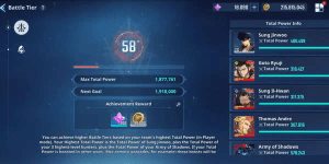 ACCOUNT BATTLE TIER 58 + ESSENCE 18K + SJW POWER 486K + 8 PAID SKINS + 6 LIMITED SKINS + 5 HUNTER COLLAB IDLE + 3 HUNTER COLLAB FRIEREN
