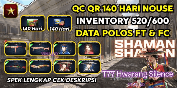 Gambar Product Bintang 1 + T77 Hwarang Silence + IDOL Shaman Permanent, QCQR 140 Hari, Full Title, Data Polos