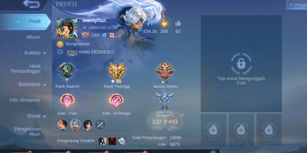 Gambar Product Akun ml skin 440+ legend franco , sasuke suyou , roger transformer , thamuz kungfupanda , prime granger , prime yz , prime , claude , prime beatrix