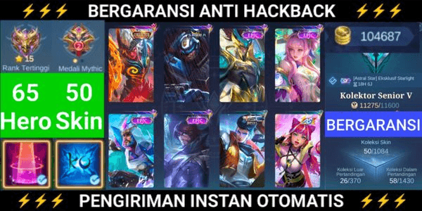 Gambar Product Collector Khufra SABER Johnson 4 Epic BP 104K+ High Rank Mythic Hero 65 Skin 50