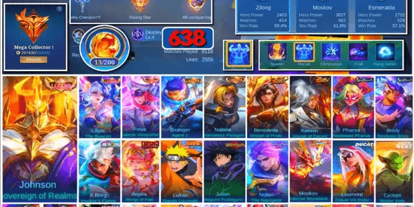 #3660 | 638 Skins | 3 Legends | 2 Collectors | Neobeast Pharsa Brody | Naruto | JJK Megumi | 11.11 Nolan