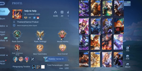 Gambar Product AKUN MOBILE LEGEND MURAH GG [2154] HERO 78 SKIN 92 || MOBILE LEGEND ACCOUNT CHEAP GG [2154] HERO 78 SKIN 92
