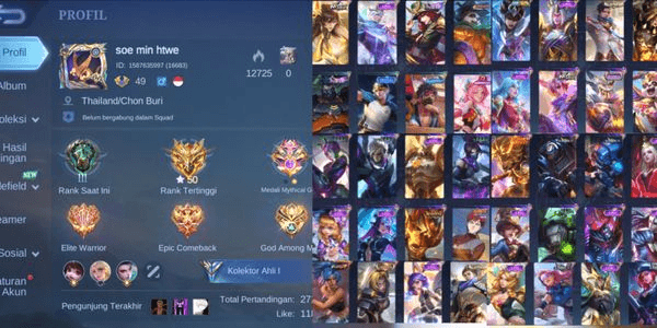 Gambar Product AKUN MOBILE LEGEND [EX GLORY] HERO 64 SKIN 163 || MOBILE LEGEND ACCOUNT [EX GLORY] HERO 64 SKIN 163