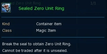 Sealed Zero Unit Ring
