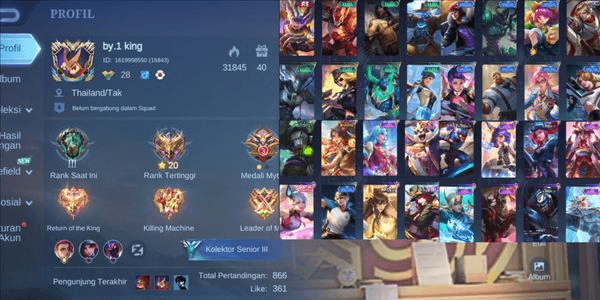 Gambar Product AKUN MOBILE LEGEND MURAH GG [2144] HERO 60 SKIN 72 || MOBILE LEGEND ACCOUNT CHEAP GG [2144] HERO 60 SKIN 72
