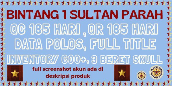 Gambar Product BINTANG 1 QC 185 DAY, QR 185 DAY, 3 BERET SKULL , ANTI HACKBACK (CHAT SEBELUM ORDER, JANGAN LANGSUNG BELI. KODE SPR16)