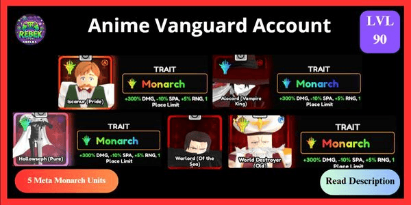 Gambar Product Account 5 Meta Monarch - Escanor (Vanguard), Alocard (Vanguard), Shiny Hollowseph, World Destroyer, Shanks + Ice Queen (Vanguard)