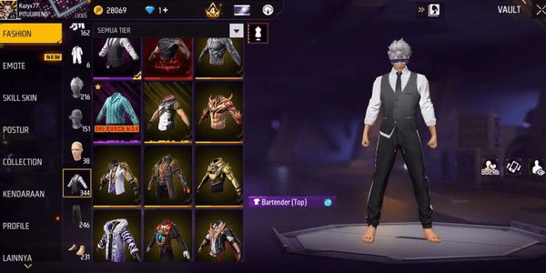 Gambar Product AKUN  FF FREE FIRE  SG  RAPPER ,EMERALD,MAMBA,BUNNY,VAULT 344 MAX 1 LOG GOOGLE BINDKOS