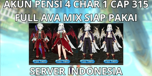 Gambar Product 4 CHAR RETIREMENT ACCOUNT 1 CAP MAX LVL 315 INDONESIA SERVER, FULL AVA MIX READY TO USE, NO MOD, ANTI HACKBACK, SUPER CHEAP