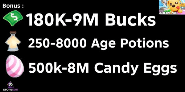 Gambar Product Akun Bonus Banyak Age Potions + Bonus BUCKS - Adoptme