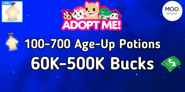 Gambar Product Akun Adopt Me Bonus Potions + Bucks + Bonus Pets