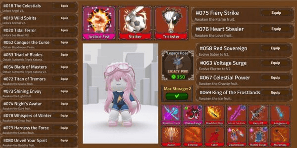 Gambar Product Akun King Legacy - Draken Fangs - Riptide Slayer - Bloodshell Edge - DawnBreaker - Legacy Pose - Kioru V2