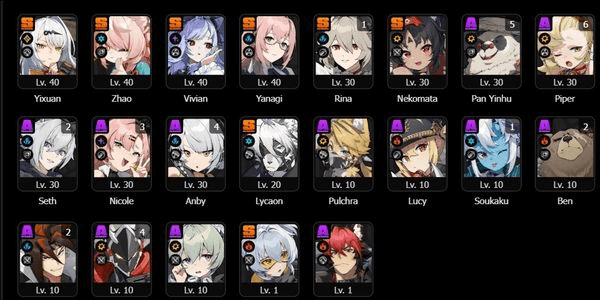 Gambar Product Yixuan + Vivian + Yanagi + Rina M1 + Nekomata + Zhao LVL 41 SERVER ASIA