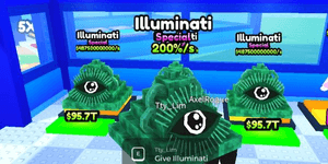 Climb Up MOUNTAIN에서 Brainrots 획득 > 당신의 최고 Brainrot의 200% > Special Illuminati > 슈퍼 OP!