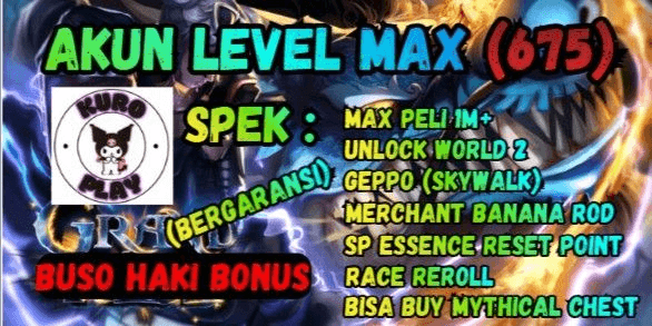 Gambar Product Akun Max Level (675) | Grand Piece Online