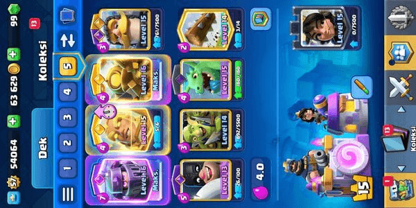 Gambar Product GOOD ACCOUNT LEVEL 57 | TROPHY 10171 | 13 EVO CARDS | LEVEL KT 15 | GEMS 99 | CN 500 | DARK BOY | ARENA 25 | TRUSTED AND SECURE | FAST DELIVER