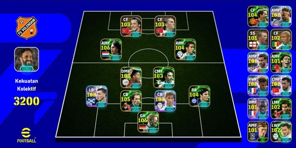 Gambar Product EFOOTBALL MOBILE ACCOUNT GG READY TO USE MANY GG PLAYERS + 3 MANAGER BOOSTERS | SQUAD POWER 3200 + ALL PLAYERS 277 NO BASE