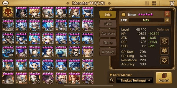 Gambar Product Asia 6 LD Nepthys, Jager, Celestara, Light Geralt (SW Version), Lydia and Zeratu + 120 NB5, 356 6Star Monster
