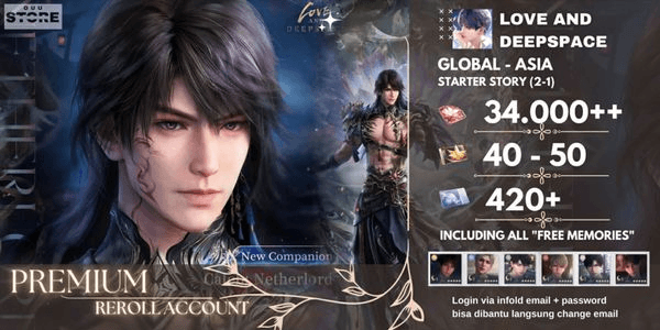 Gambar Product REROLL ASIA - LOVE AND DEEPSPACE PREMIUM ACCOUNT