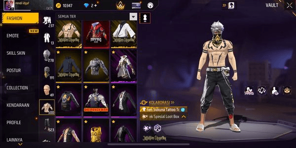 Gambar Product FF FREE FIRE ACCOUNT SG RAPPER, MAMBA, HOLY BULLET. VAULT 500 MAX 3 LOG BIND