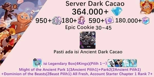 Gambar Product Akun starter Cookie Run Kingdom(Server Dack Cacao)DC7