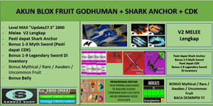 Blox Fruit Account GODHUMAN + SHARK ANCHOR + CDK [Level MAX] [Datpol] [Not Verified]