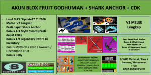 Blox Fruit Account GODHUMAN + SHARK ANCHOR + CDK [Level MAX] [Datpol] [Not Verified]
