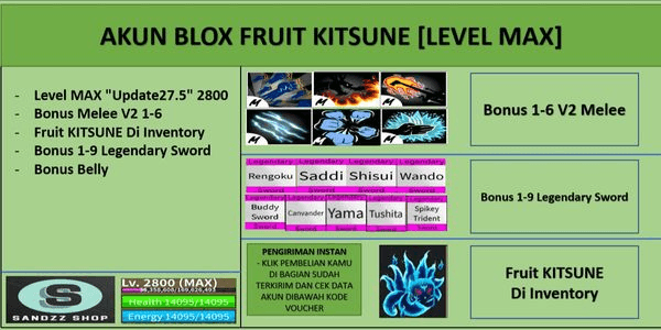 Akun Blox Fruit KITSUNE [Level MAX]