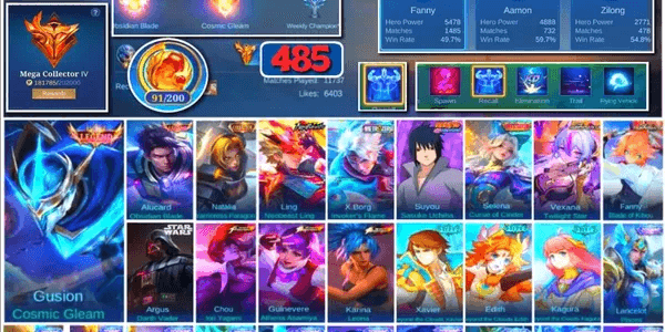 #3681 | 485 Skins | 2 Legends | Collector Natalia | Neobeast Ling | Sasuke | Zenith Selena | Aspirant
