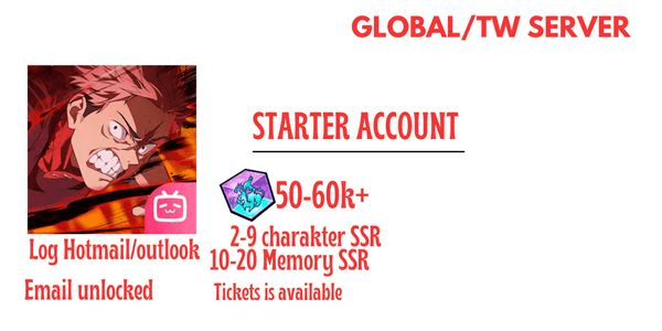 Gambar Product [Global/TW Server] Reroll Account Jujutsu Kaisen Edisi Utama
